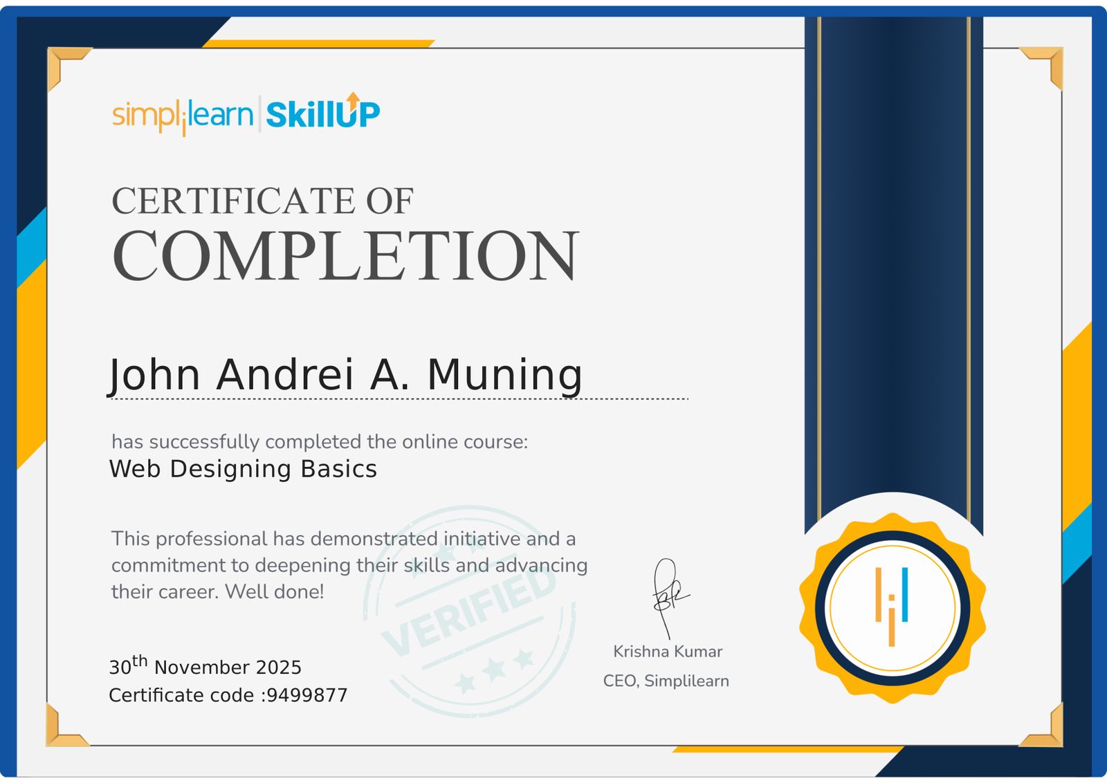Web Design Basics Certificate